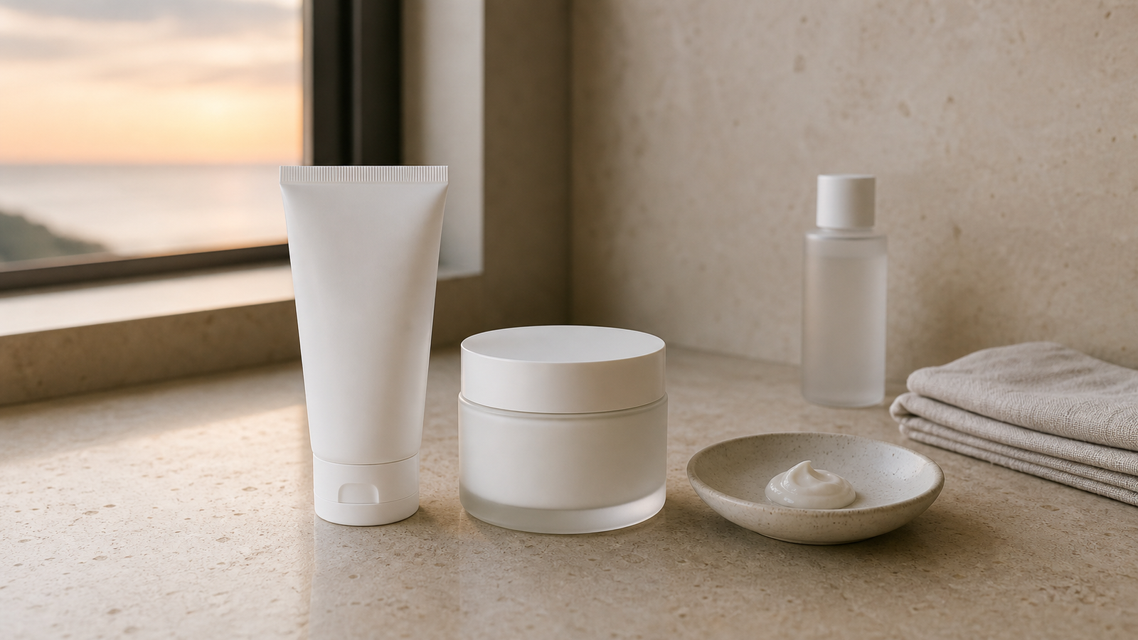 Minimal cleanser, moisturiser, and sunscreen routine after facial exfoliation
