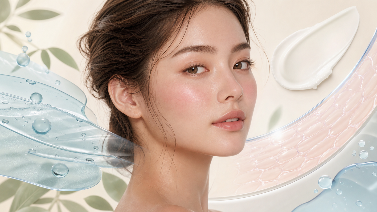 Educational illustration of subtle facial redness with cooling hydration and barrier support